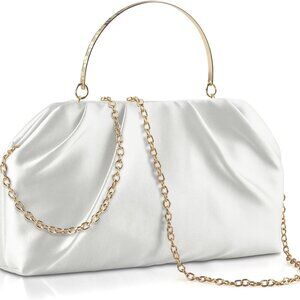 Compact Satin Evening Bag with Detachable Chain - Perfect for Special Occasions
